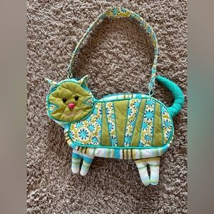 Adorable Sassy Pet by Douglas Cat-Shaped Kids Bag in Green and Blue